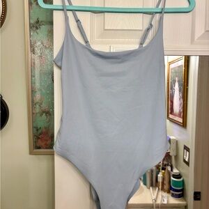 Light Blue Women's Bandeau Bodysuit with Adjustable Straps